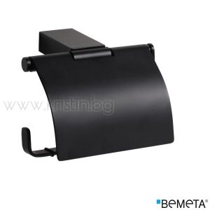 Черен държач за тоалетна хартия с капак Bemeta Nero