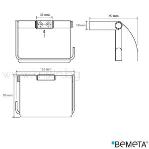 Черен държач за тоалетна хартия с капак Bemeta Nero