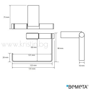 Черен държач за тоалетна хартия без капак Bemeta Nero