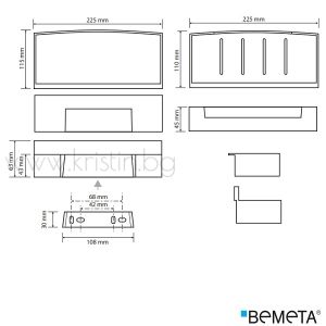 Етажерка за душ с гумена чистачка, Bemeta Cytro, черно/ хром