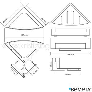 Ъглова етажерка с пластмасова решетъчна тава, Bemeta Cytro