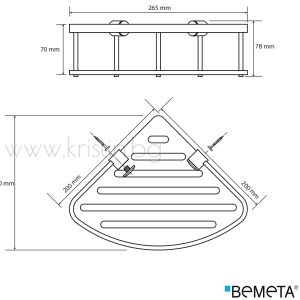 Ъглова етажерка за душ , Bemeta Cytro, хром/черен акрил