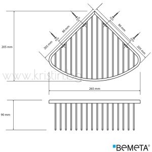 Ъглова кошница за душ зона, Bemeta Cytro 265x90x205 мм