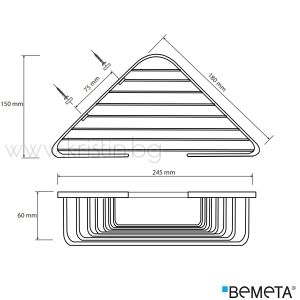 Ъглова кошница за душ зона, Bemeta Cytro 245х60х150 мм