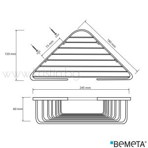 Черна ъглова кошница за душ зона, Bemeta Cytro 245х60х150 мм