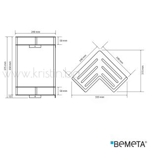 Двойна ъглова поставка за душ Bemeta Cytro 355х375х240 мм, хром