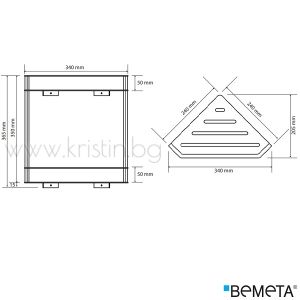 Двойна ъглова поставка за душ Bemeta Cytro 340х365х205 мм, хром