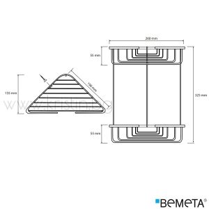 Двойна ъглова кошница за душ Bemeta Cytro 260х325х155 мм, хром
