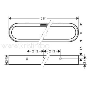 Хавлийник 581 мм Hansgrohe Wallstoris, монтаж с лепене