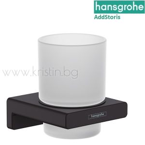 Чаша за четки за зъби Hansgrohe Addsroris, черен мат
