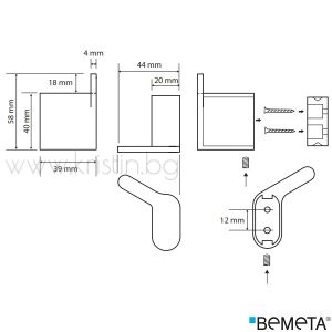 Единична закачалка за баня Bemeta Organic, лява