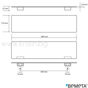 Метална полица 600 мм Bemeta Organic, стенен монтаж