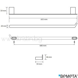 Хавлийник 655 мм Bemeta Organic, стенен монтаж
