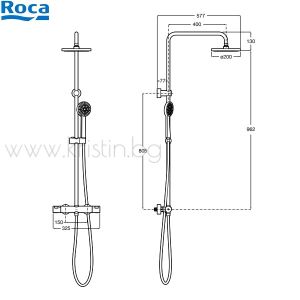 Душ система с термостат Roca Victoria-Т Basic, с кръгла душ пита 200 мм