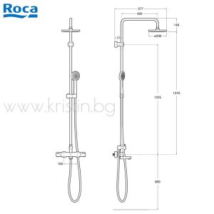 Душ система с термостат  Roca Victoria- Т Basic, със чучур и кръгла душ пита 200 мм