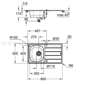 Кухненска мивка Grohe K200 с едно корито и плот за отцеждане
