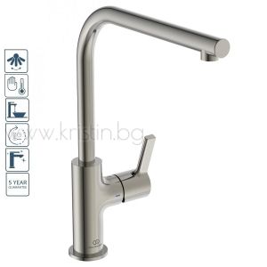 Смесител за кухня с висок подвижен чучур, Gusto Ideal Standard в цвят матирано сребро
