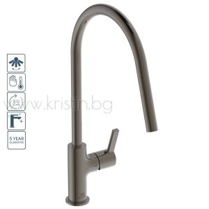 Смесител за кухня с висок подвижен R чучур, Gusto Ideal Standard, магнитно сиво