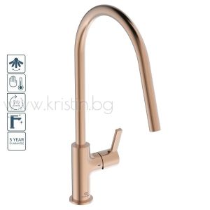 Смесител за кухня с висок подвижен R чучур, Gusto Ideal Standard, розов залез