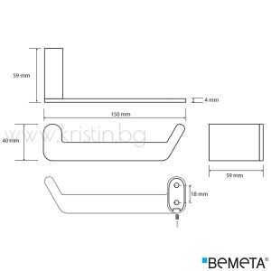 Държач за тоалетна хартия Bemeta Organic Black, без капак