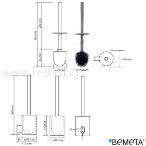 Четка за тоалетна чиния Bemeta Organic Black, стенен монтаж