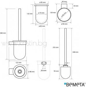 Четка за тоалетна чиния Bemeta Organic Black, без капак, стенен монтаж