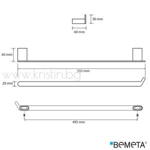 Хавлийник 555 мм Bemeta Organic Black, стенен монтаж