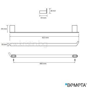 Хавлийник 455 мм Bemeta Organic Black, стенен монтаж