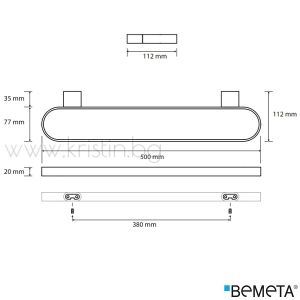 Ринг за кърпи 500 мм Bemeta Organic Black, стенен монтаж