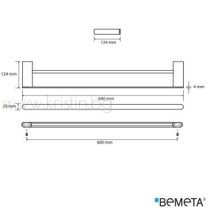 Двоен хавлийник 640 мм Bemeta Organic Black, стенен монтаж