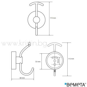 Двойна закачалка за баня Bemeta Omega