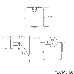 Държач за тоалетна хартия с капак, десен, Bemeta Omega