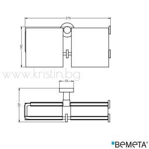 Двоен държач за тоалетна хартия Bemeta Omega, с капак