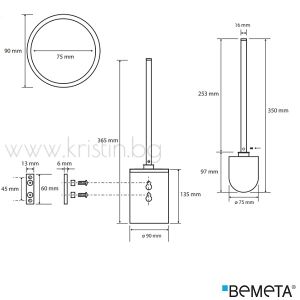 Четка за тоалетна чиния Bemeta Omega, стенен монтаж