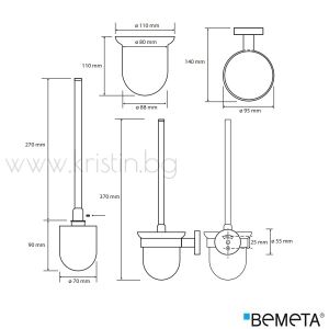 Четка за тоалетна чиния Bemeta Omega, стенен монтаж