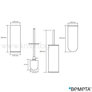 Четка за тоалетна чиния Bemeta Omega, цилиндър, свободностояща
