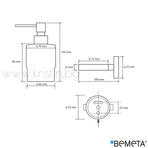 Дозатор за течен сапун Bemeta Omega, стенен монтаж