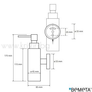 Дозатор за течен сапун Bemeta Omega, стенен монтаж, хром