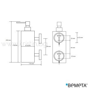 Дозатор за течен сапун Bemeta Omega Jumbo, стенен монтаж, хром
