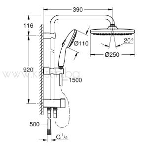 Душ система Grohe New Tempesta System 250 и термостат Grohtherm 2000