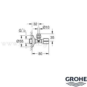 Ъглов спирателен кран Grohe 1/2 х 3/8, черен мат