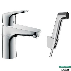 Hansgrohe Focus 100, стоящ смесител за мивка 31927000, с подвижен душ за биде