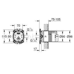 Универсално тяло за вграждане Grohe Rainshower