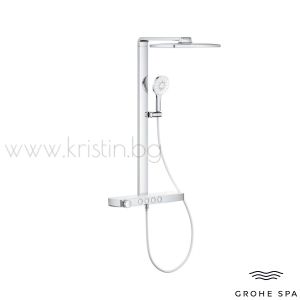 Grohe Rainshower Aqua Pure Smartcontrol, правоъгълна душ пита, ръчен душ с филтър за премахване на хлор