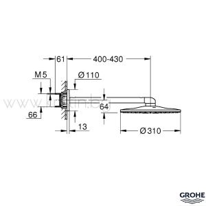 Комплект термостат за вграждане Grohe SmartControl, душ пита Rainshower Active, ръчен душ SmartActive 130 и Rapido Shower Frame Duo