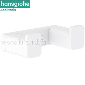 Двойна закачалка Hansgrohe Addstoris, бял мат 