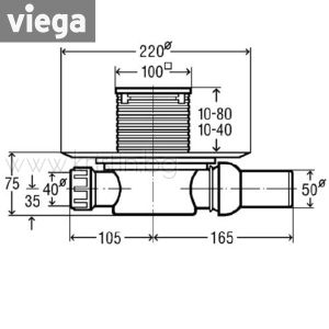 Подов сифон  Viega Advantix  с неръждаема рамка и решетка 10х10 см, и клапа против миризми