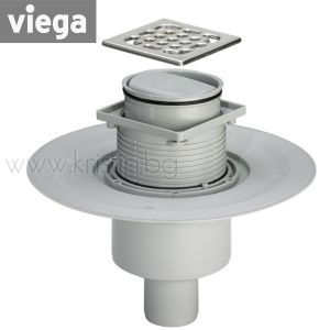Подов сифон  Viega Advantix  с  решетка 10х10 см, вертикално оттичане и суха клапа