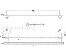 Kludi A-Xes 4898805, двойна поставка за хавлии 55 см