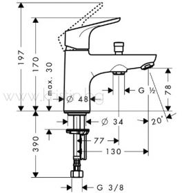 Hansgrohe Focus 31930000, стоящ смесител за вана/ душ